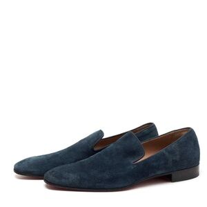 Christian Louboutin Blue Suede Dandelion Smoking Slippers Size 40.5